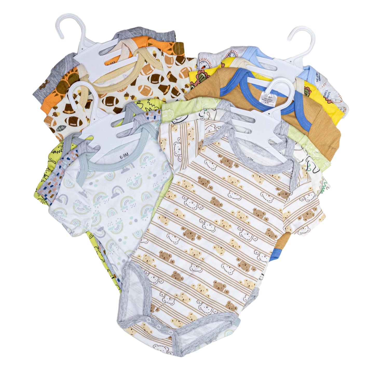 Pack 3 Bodys Algodón Con Manga Corta Bebé 0-3 a 9-12 meses