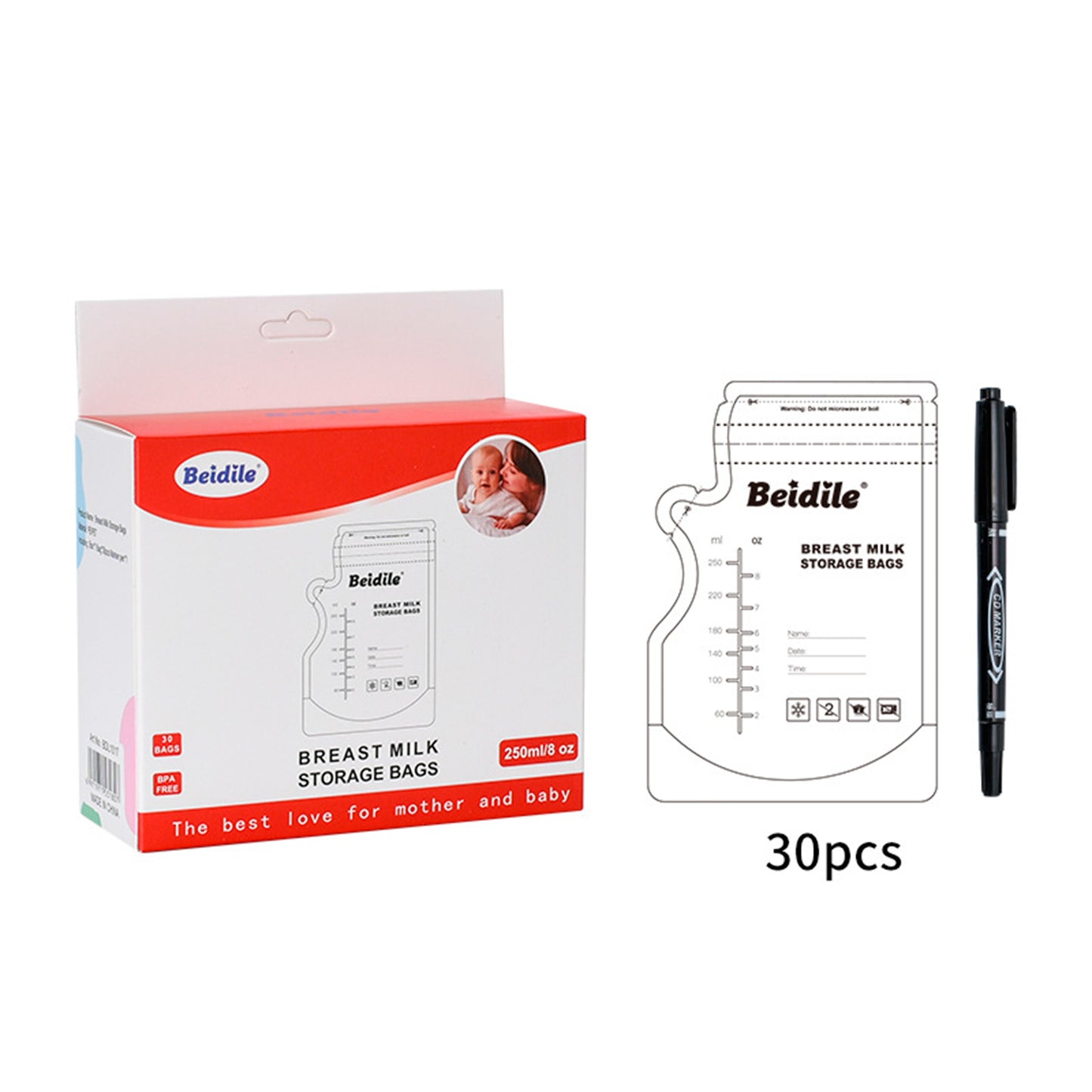 Bolsas para leche materna 30 unidades 250ml/8oz