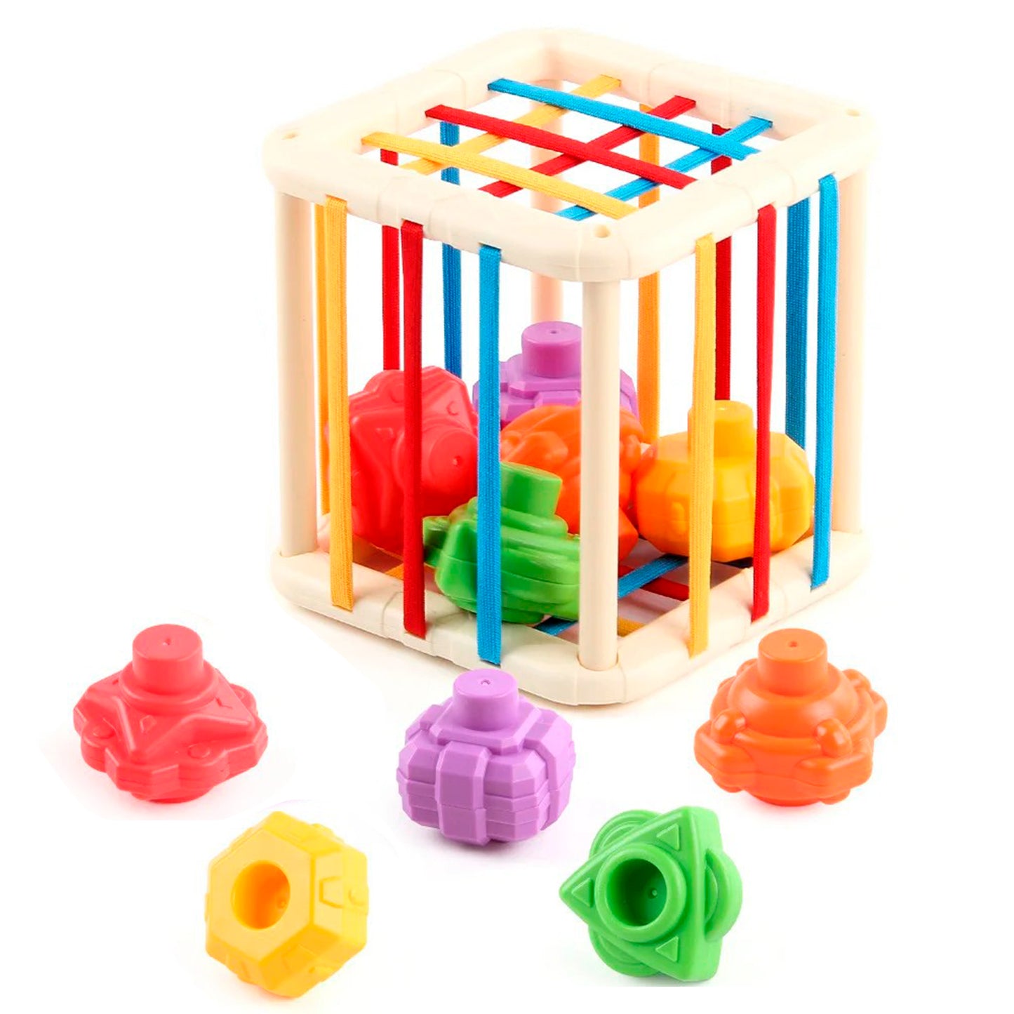 Cubo de Estimulación Sensorial de Colores y Formas para Bebés