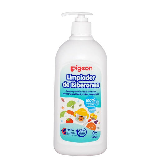 Limpiador de mamaderas y accesorios para bebés, botella de 700 ml con dosificador, fórmula segura y eficiente, ideal para eliminar residuos de leche y mantener la higiene diaria. Aroma original.