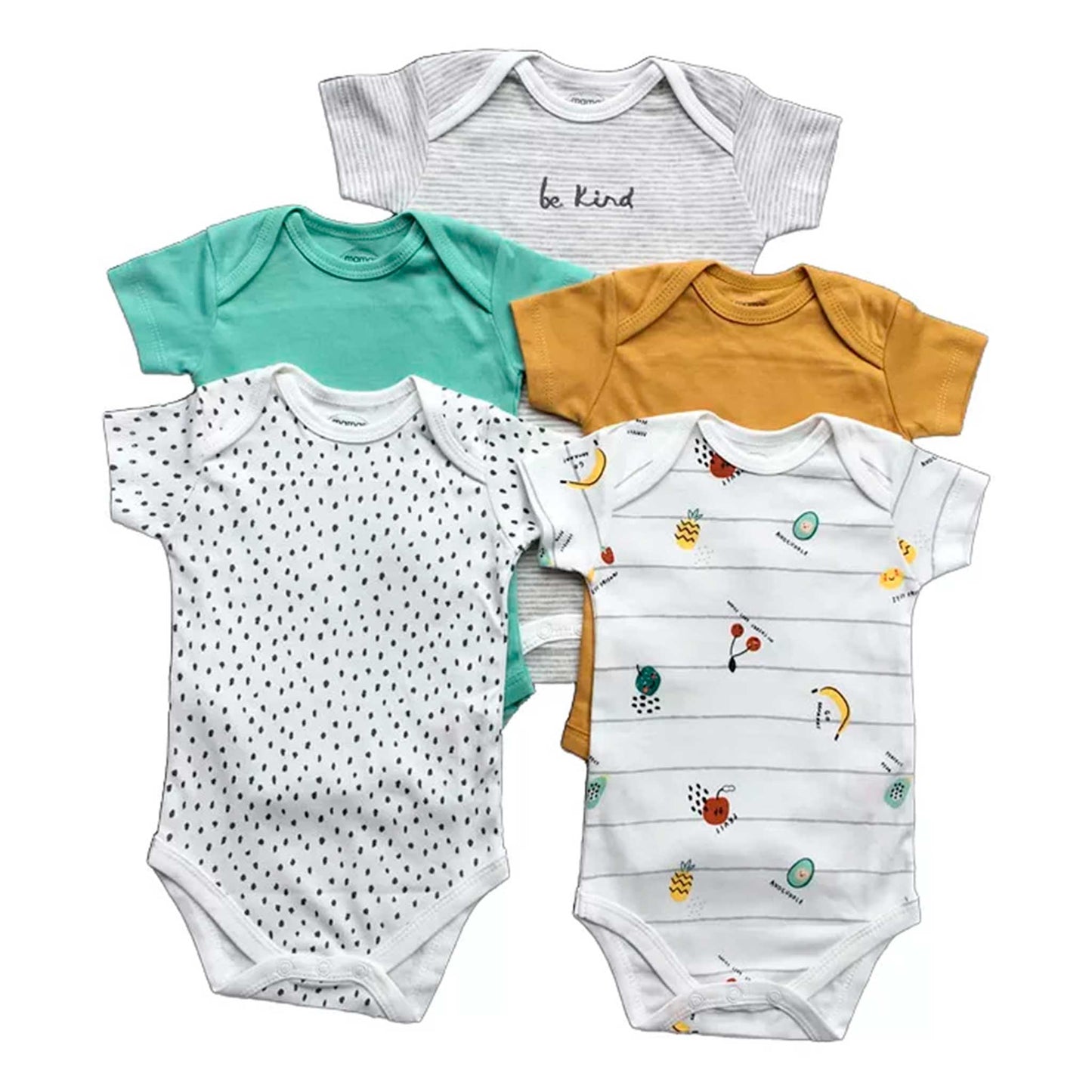 Pack 5 Bodys de Algodón con Manga Corta Bebé 3-6 a 18-24 meses