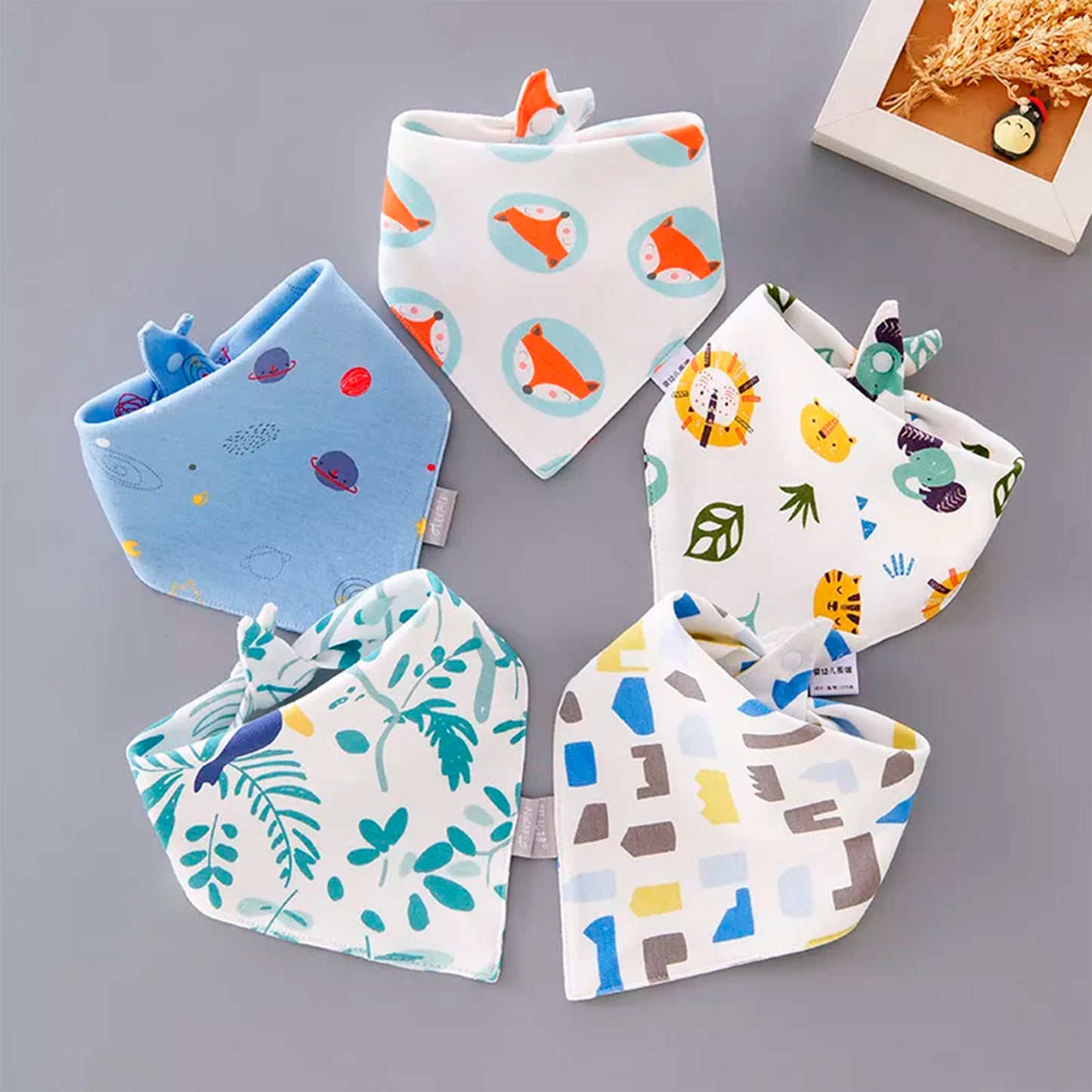 Pack 5 Baberos Bandanas De Algodón Para Bebes