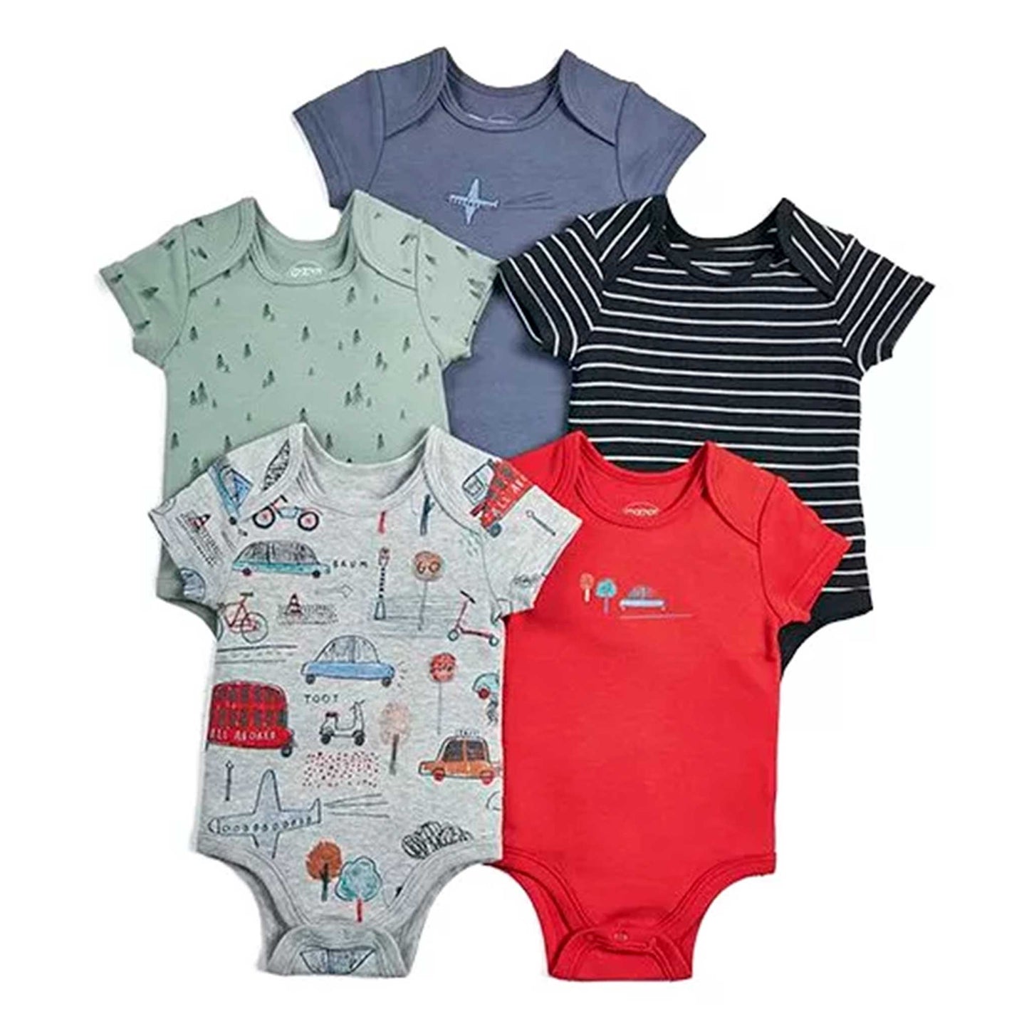 Pack 5 Bodys de Algodón con Manga Corta Bebé 3-6 a 18-24 meses