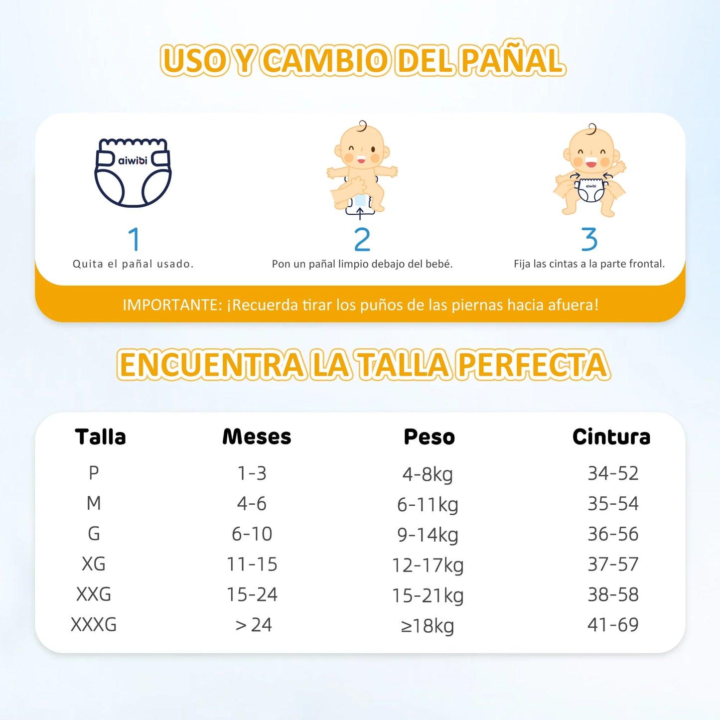 Pañales Bebé Premium Dulce noche Talla P 60und Aiwibi
